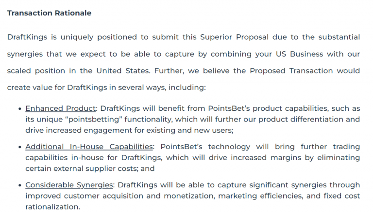 DraftKings Proposes Acquisition of PointsBet's U.S. Assets