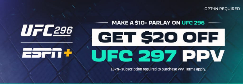 Learn how to take advantage of the Bet $10, Get $250 Offer on UFC 296 with ESPN BET.