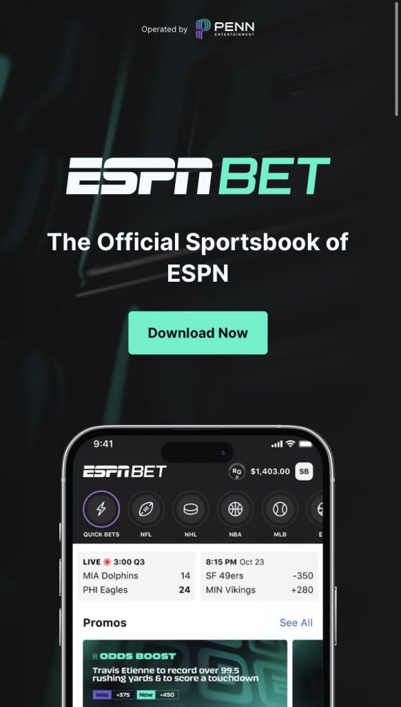 ESPN BET North Carolina App Download Page Screenshot