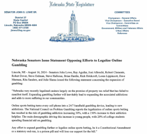 Nebraska Senators Oppose Online Sports Betting