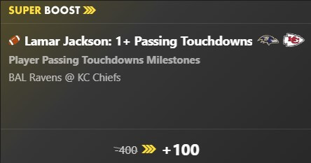 bet365 super boost for Lamar Jackson in Week 1