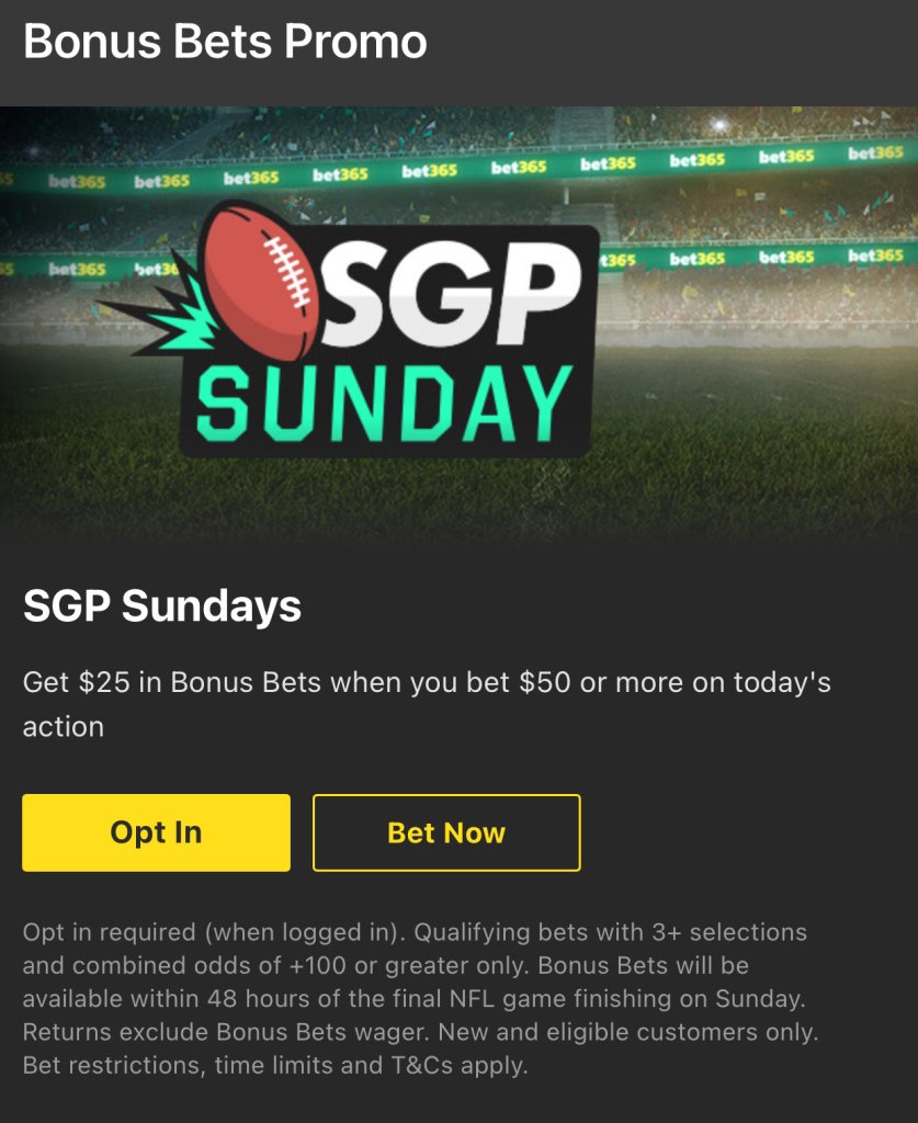 Get a $200 Bonus and More at bet365 for Week 1 with Bonus Code SBDXLM