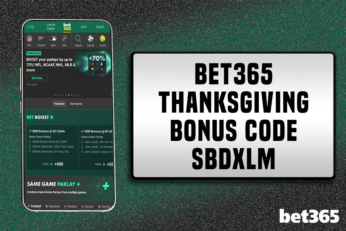 Learn about the Bet365 bonus code SBDXLM and how you can receive a $150 Thanksgiving NFL bonus, as well as a $1,000 safety net offer.