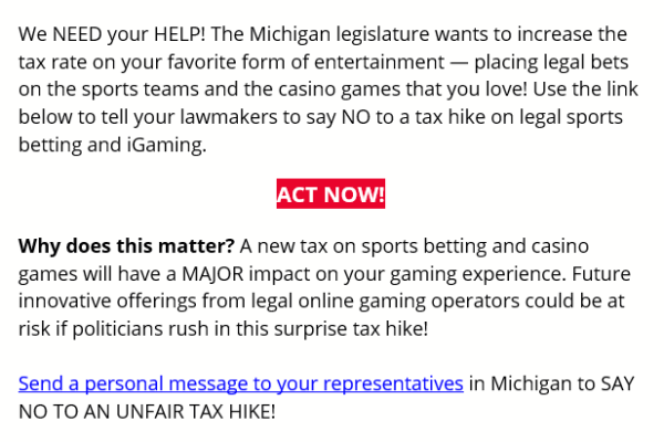 Michigan Operators Encouraging Users to Oppose Proposed Tax Increases