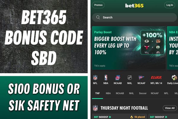 Choose Between a $100 Bonus or a $1,000 Safety Net with Bet365 Bonus Code SBD365 This Weekend